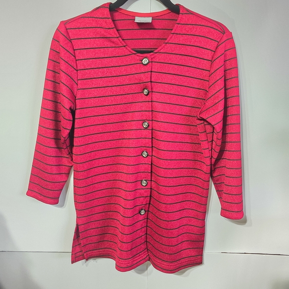 Red Striped Button-Up Cardigan - Picture 5 of 8